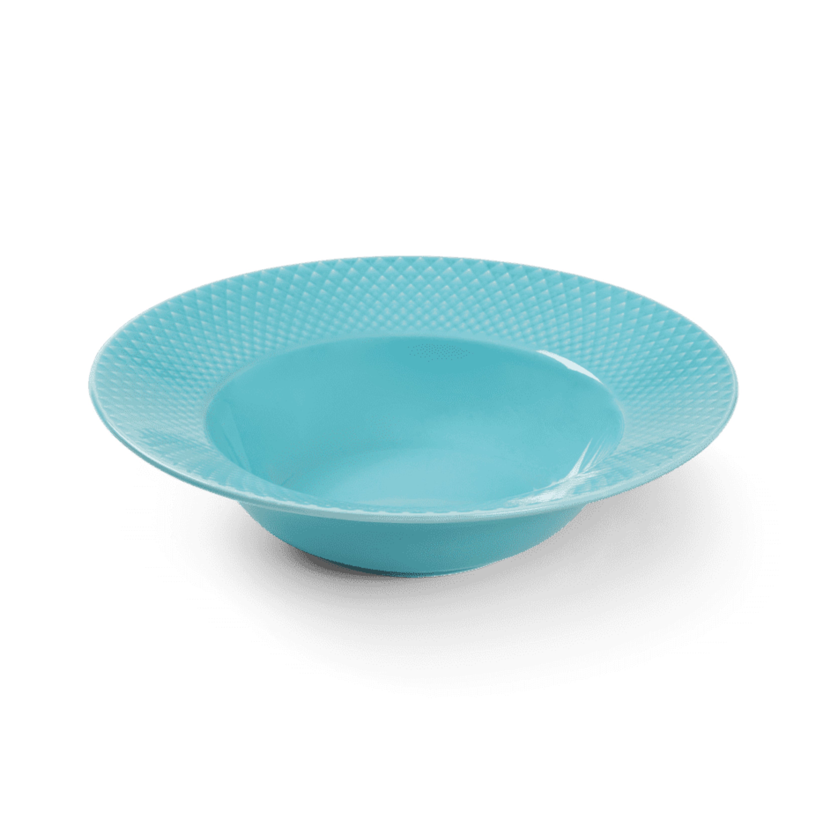 Lyngby Porcelain Rhombe Soup Plate 24.5 Turquoise