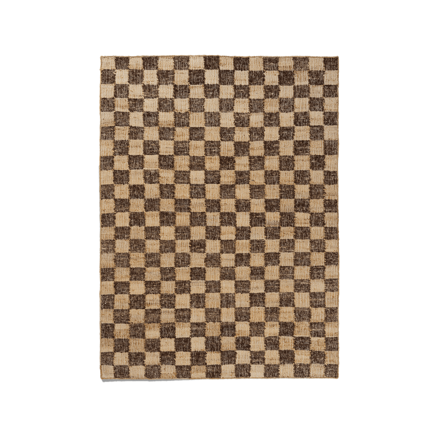 Check Wool Jute Rug - 140 x 200