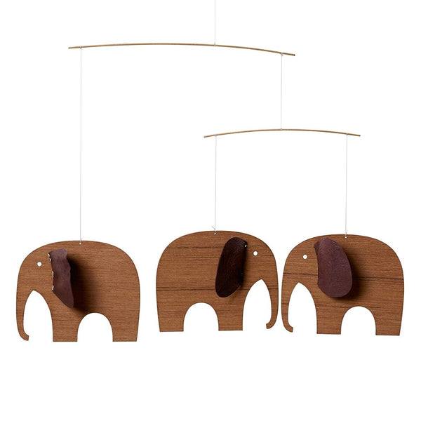 Baby Elephants Teak Mobile