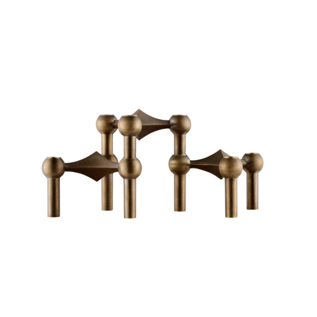 STOFF Nagel Candle Holder, Bronzed Brass, Set of 3