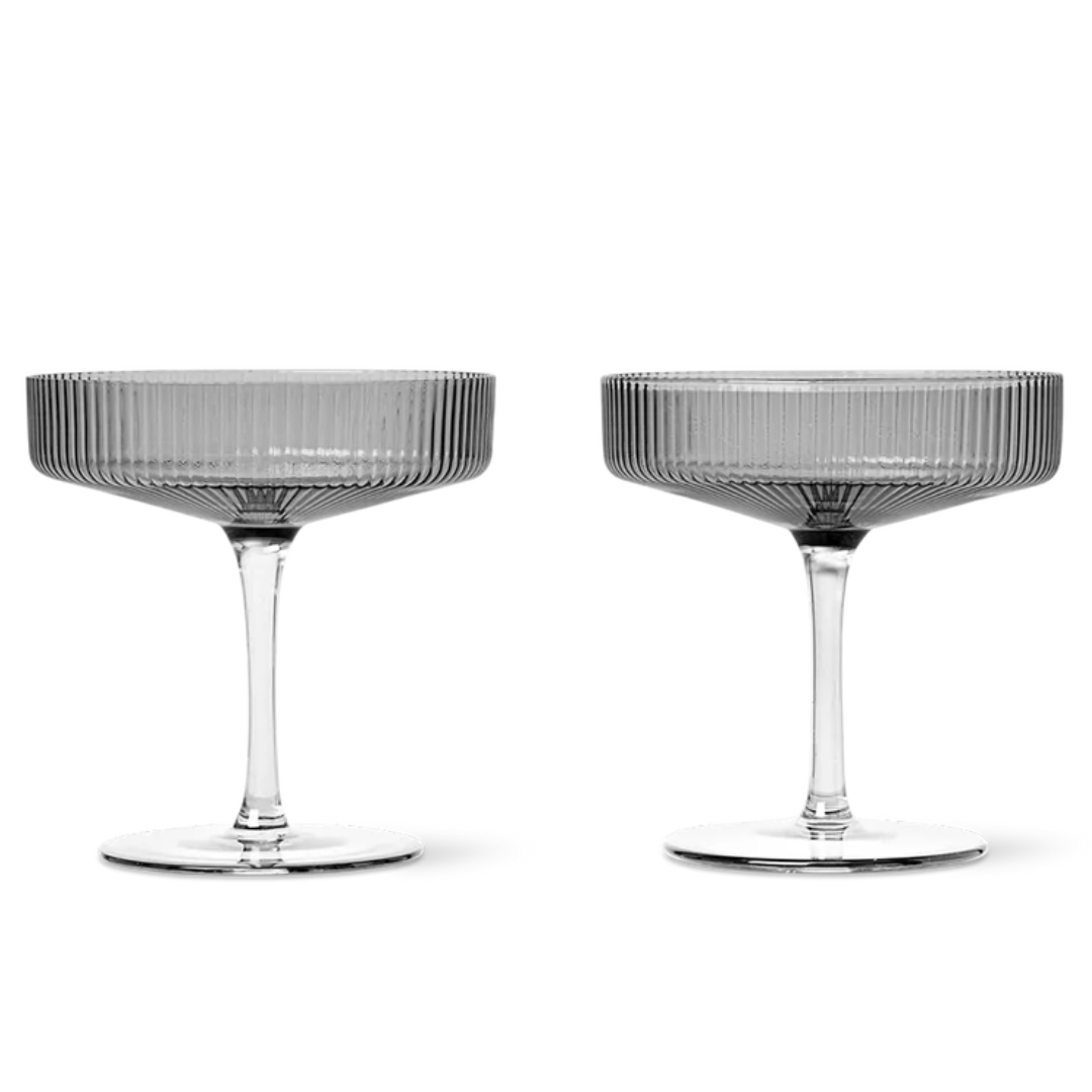 Ripple Champagne Glasses in Smoked Grey