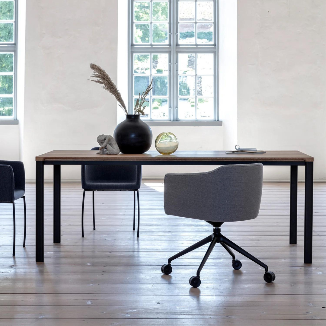 Meet Dining Table - Black Laminate w/ Oak Edges