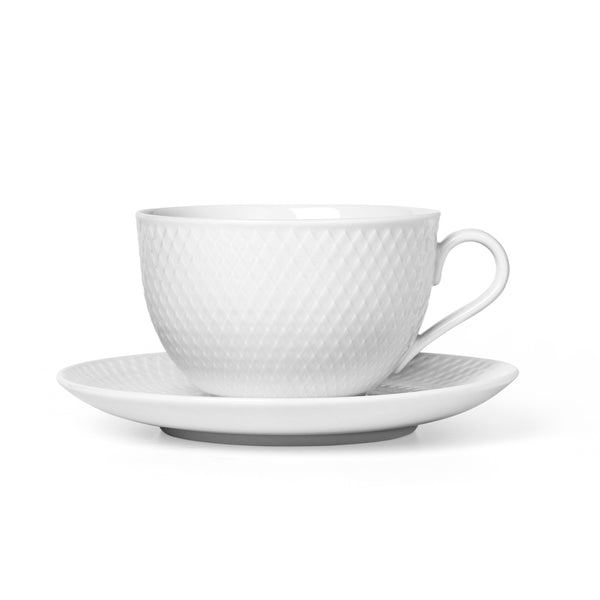 Lyngby Porcelain Rhombe Tea Cup w/ Saucer