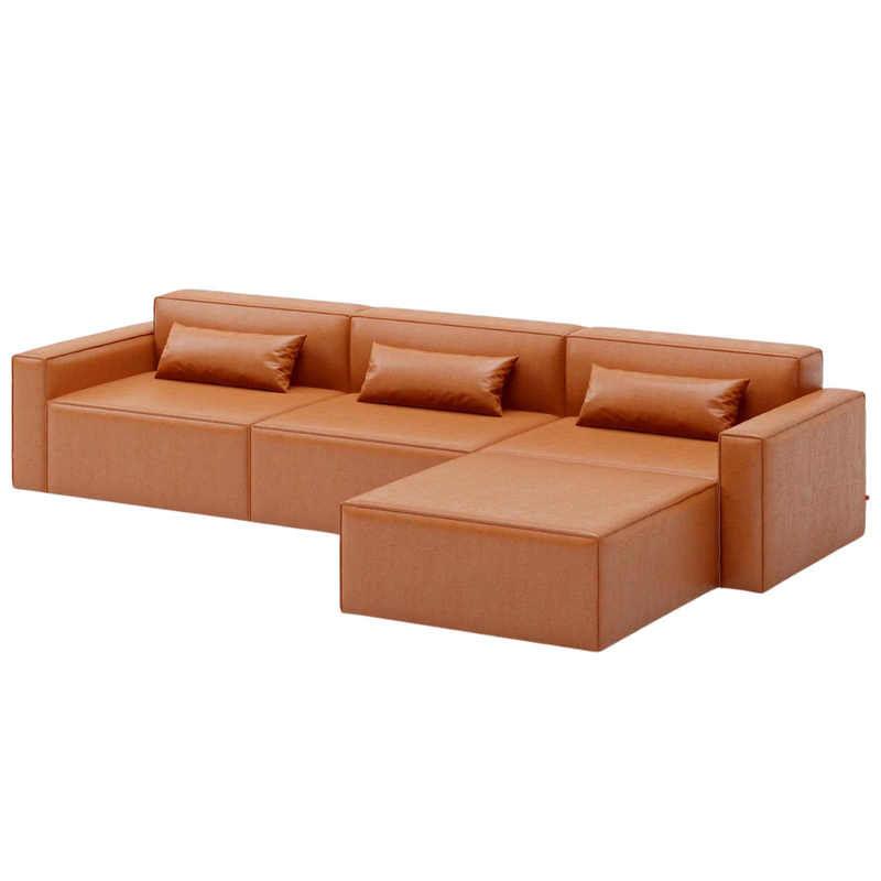 Mix Modular 4-Pc Sectional Vegan Appleskin Leather Cognac - Gus Modern at Batten Home