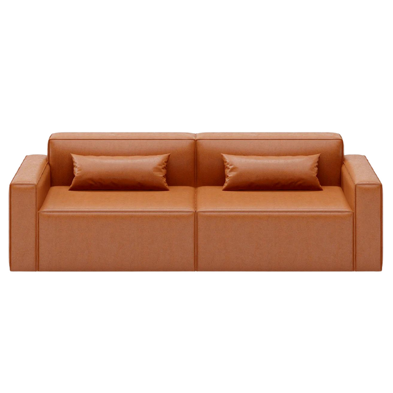 Mix Modular 2-Pc Sofa Vegan Appleskin Leather Cognac - Gus Modern at Batten Home