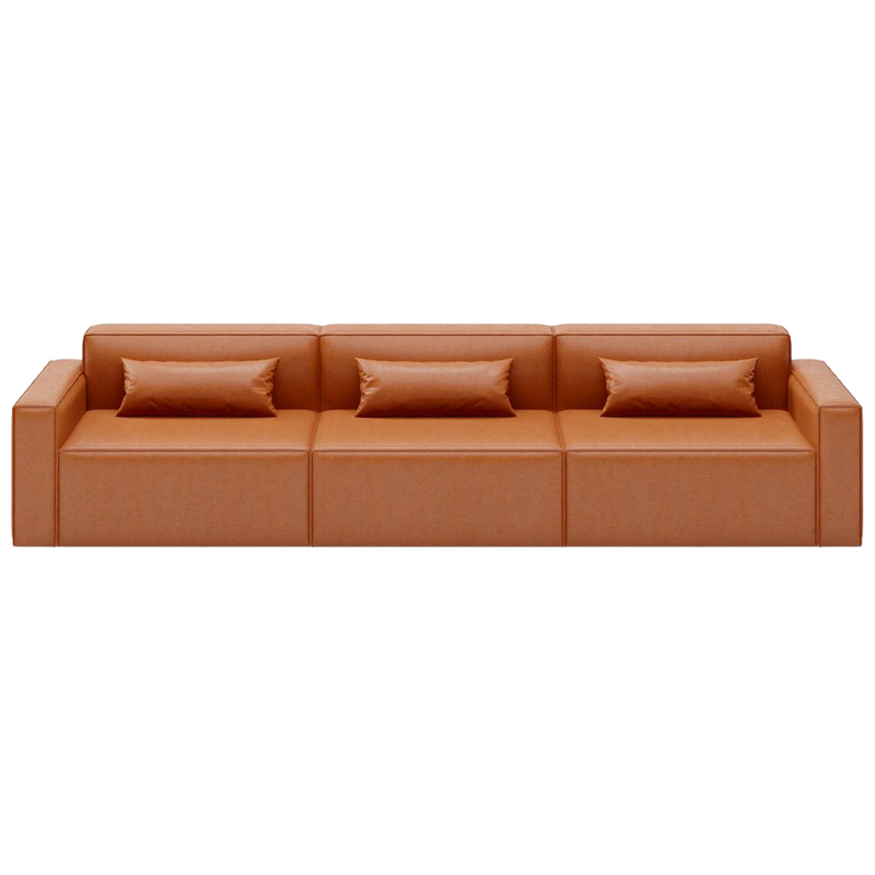 Mix Modular 3-Pc Sofa Vegan Appleskin Leather Cognac - Gus Modern at Batten Home