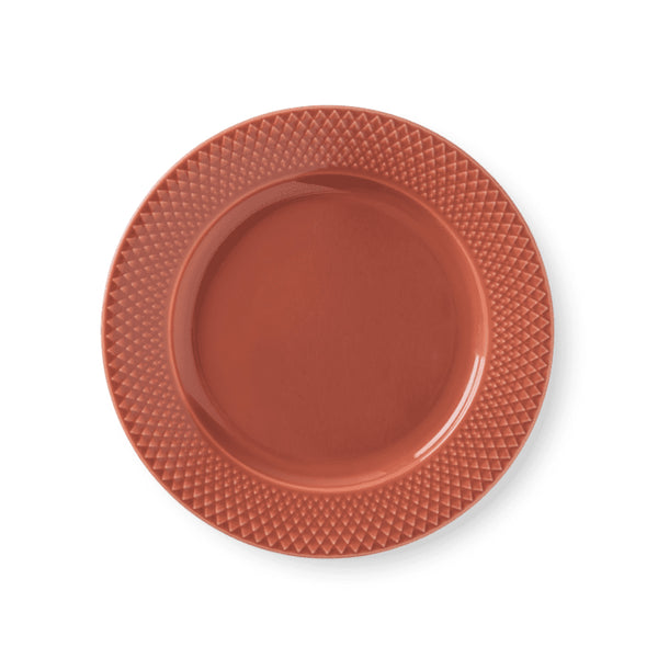 Lyngby Porcelain Rhombe Lunch Plate 23 Terracotta