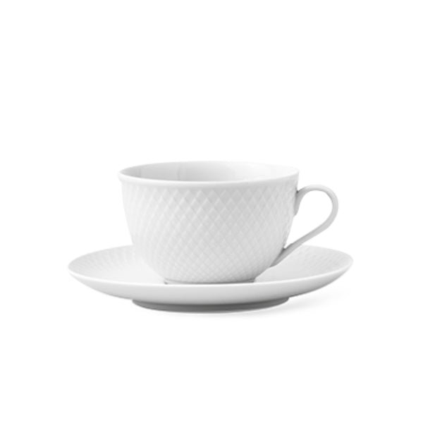 Lyngby Porcelain Rhombe Tea Cup w/ Saucer