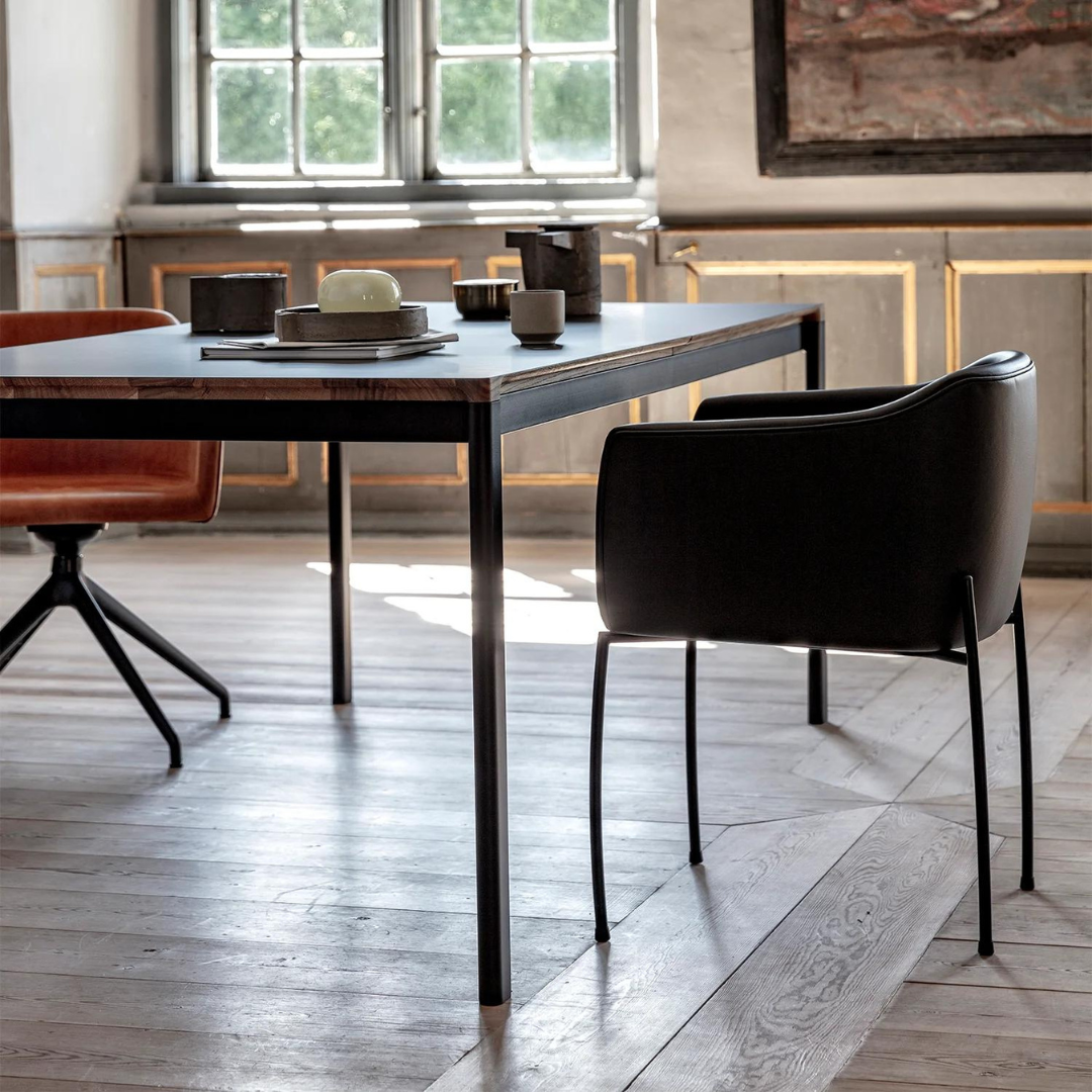 Meet Dining Table - Black Laminate w/ Oak Edges