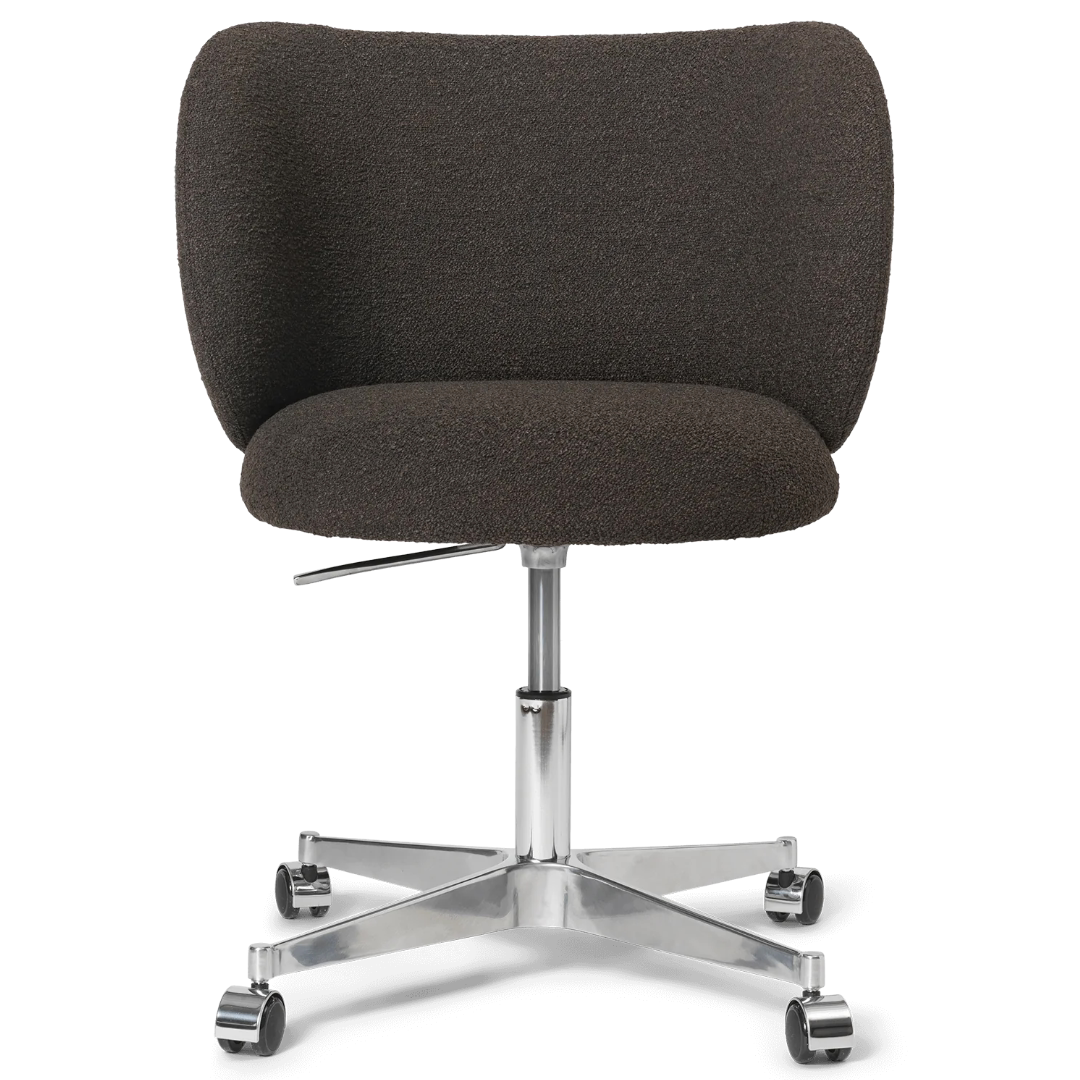 Rico Dining Chair - Castors - Soft Bouclé - Dark Brown