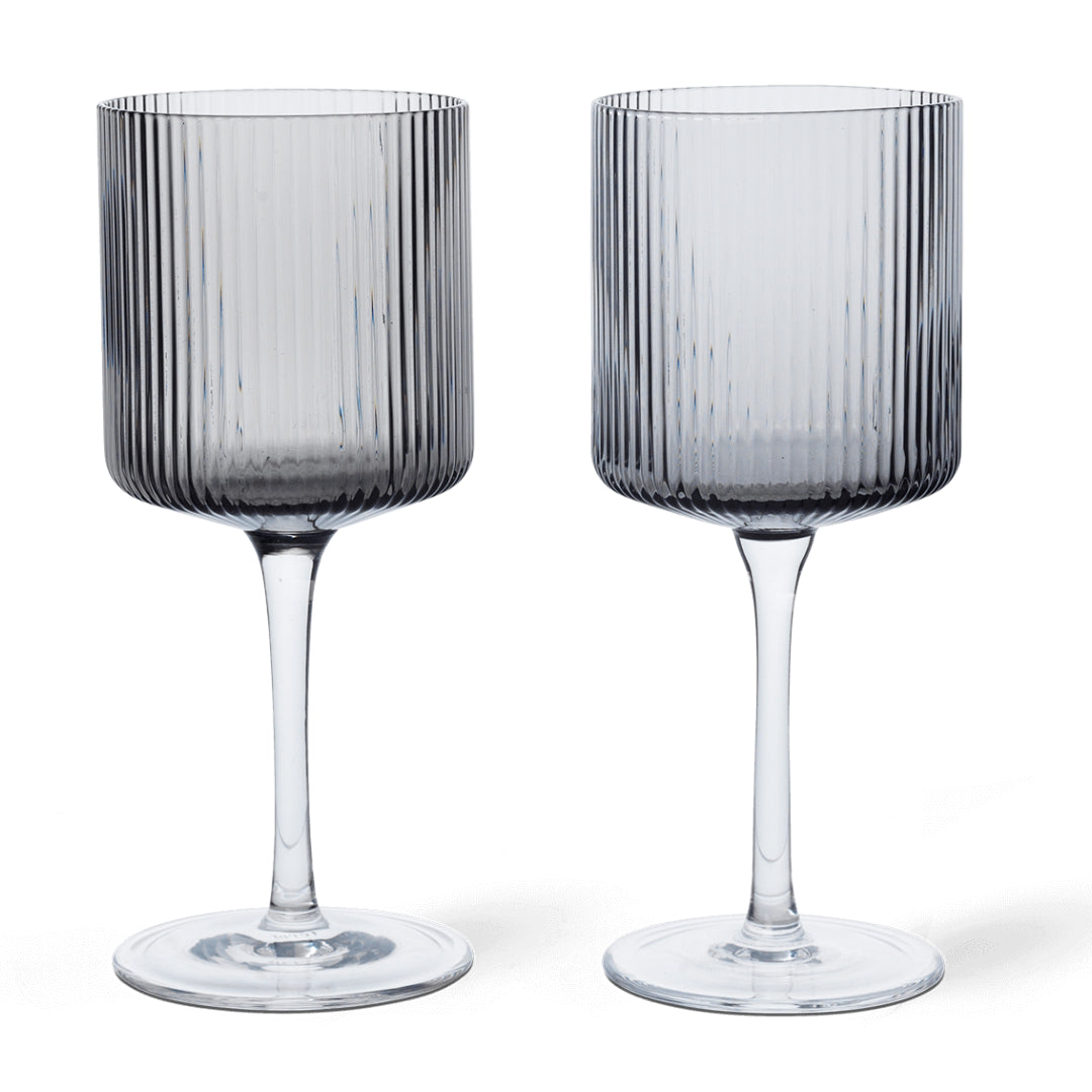 Ripple White Wine Glasses - Set of 2 - Smoked Grey