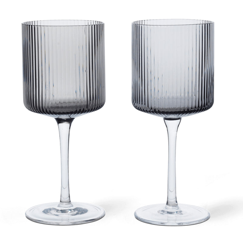 Ripple White Wine Glasses - Set of 2 - Smoked Grey