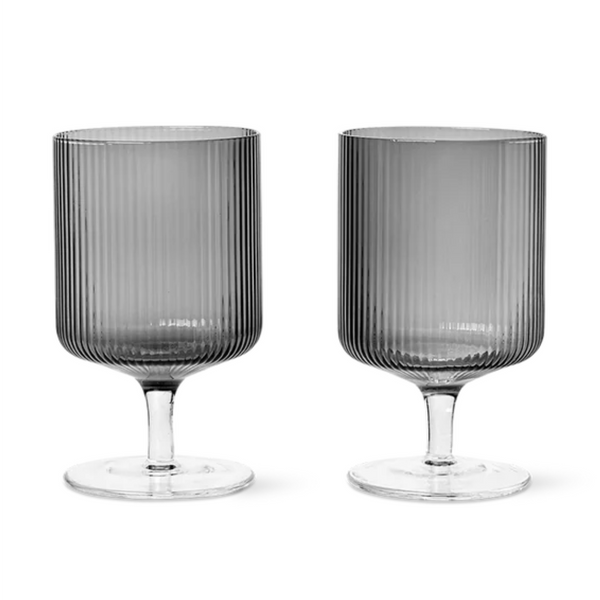 Ripple Wine Glass Set of 2 Smoked Grey