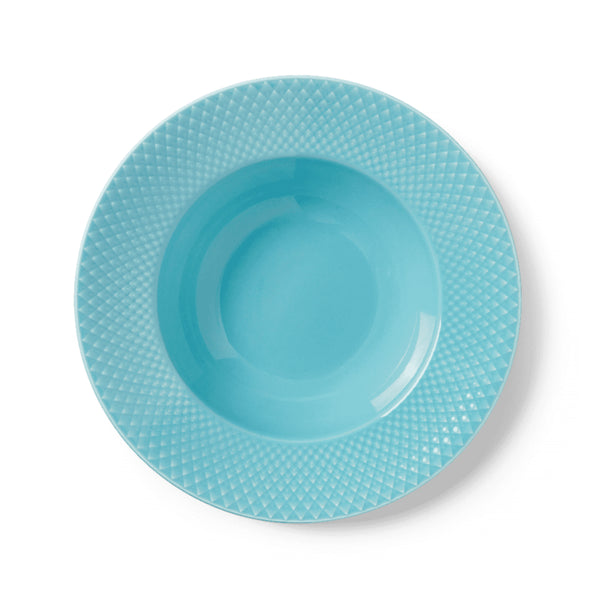 Lyngby Porcelain Rhombe Soup Plate 24.5 Turquoise