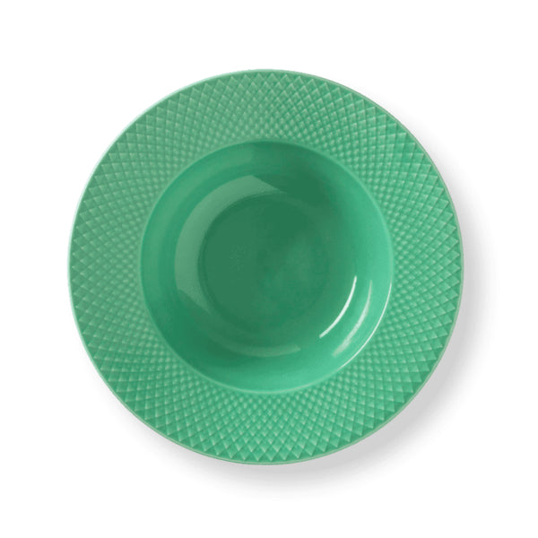 Lyngby Porcelain Rhombe Soup Plate 24.5 Green