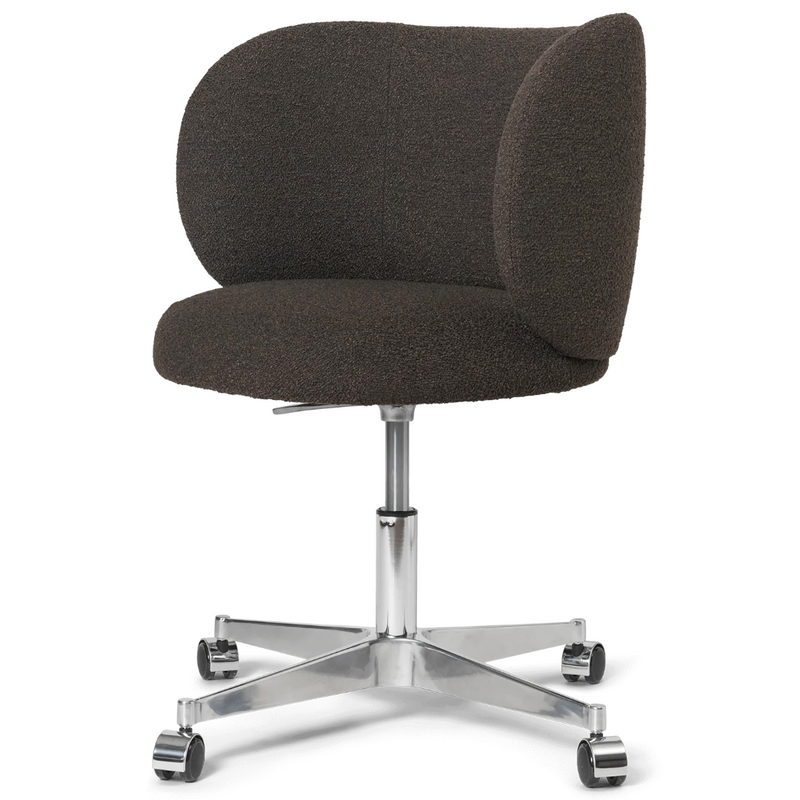 Rico Dining Chair - Castors - Soft Bouclé - Dark Brown