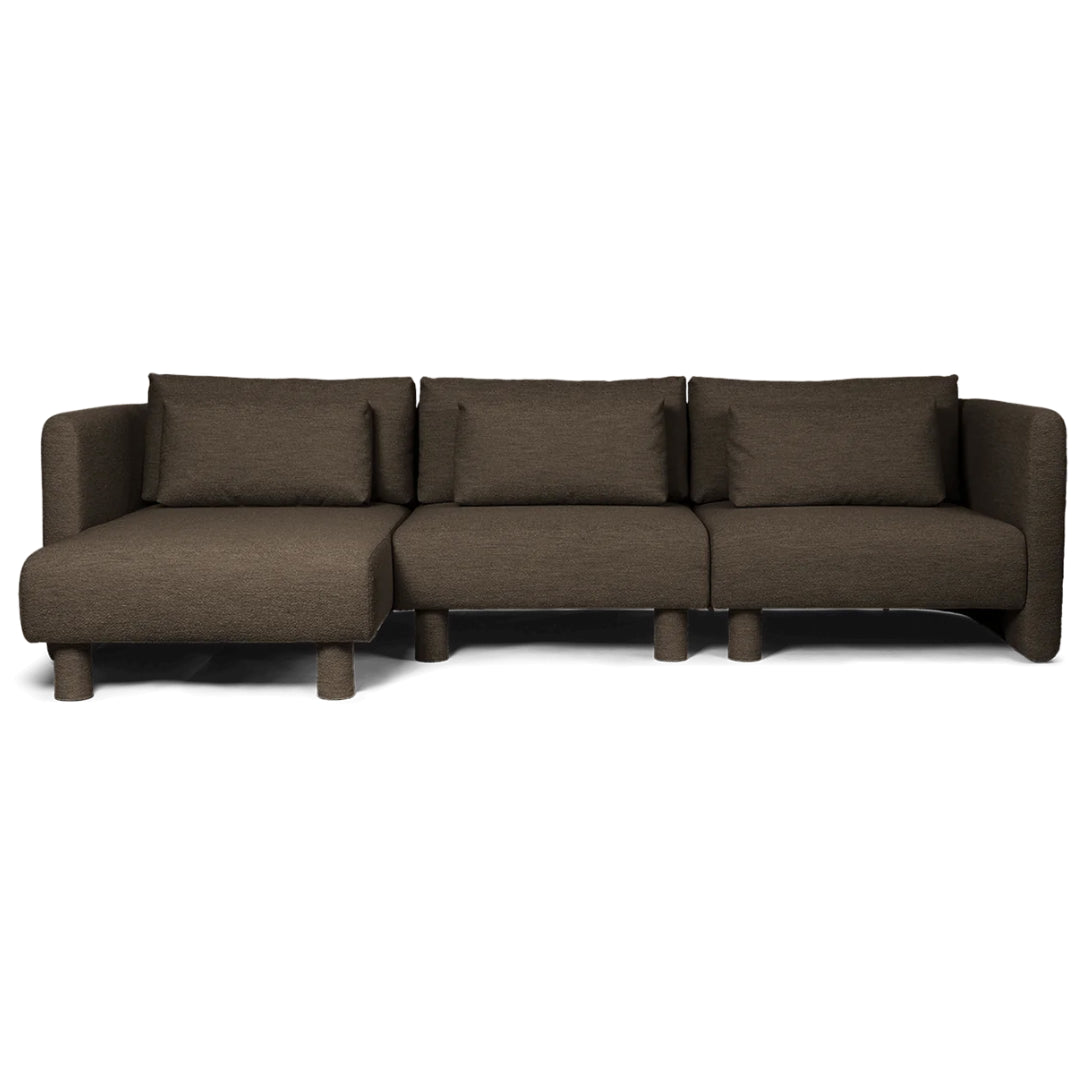 Dase Sofa Chaise Longue Left Soft Bouclé - Dark Brown