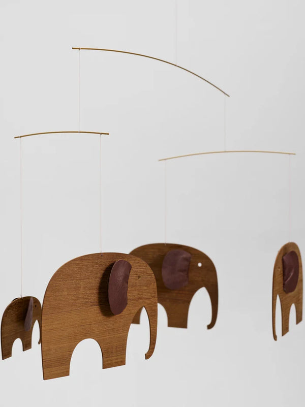 Elephant Party Teak Mobile