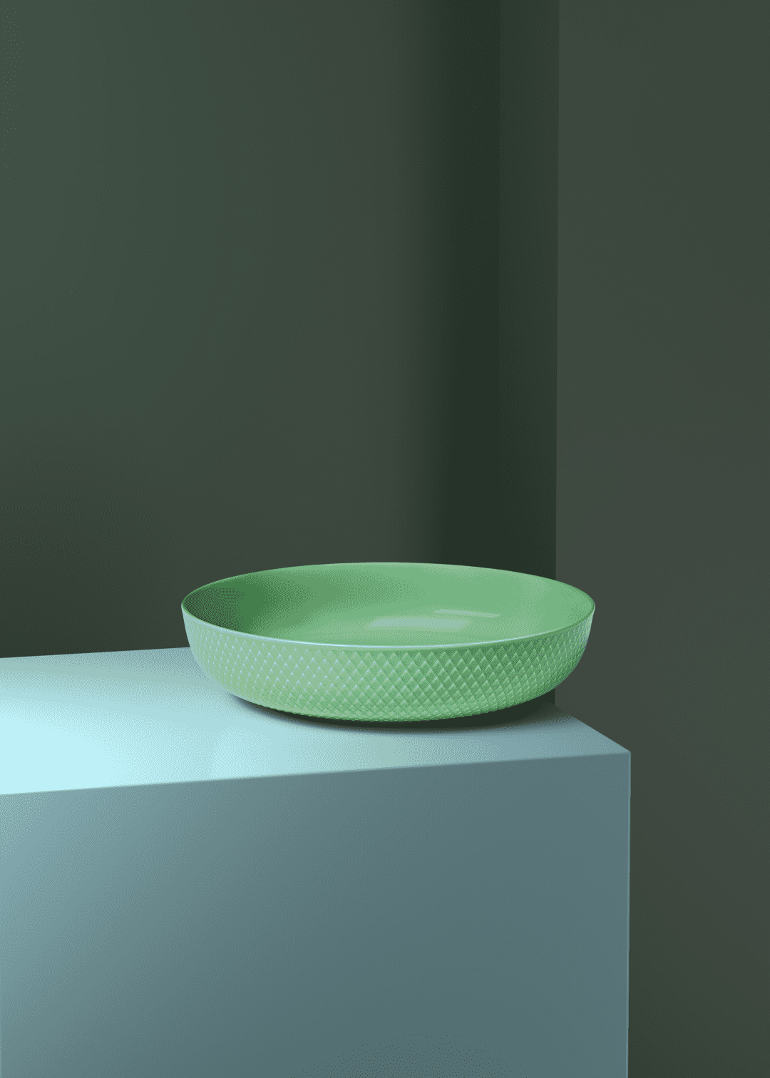 Lyngby Porcelain Rhombe Serving Bowl 28 Green