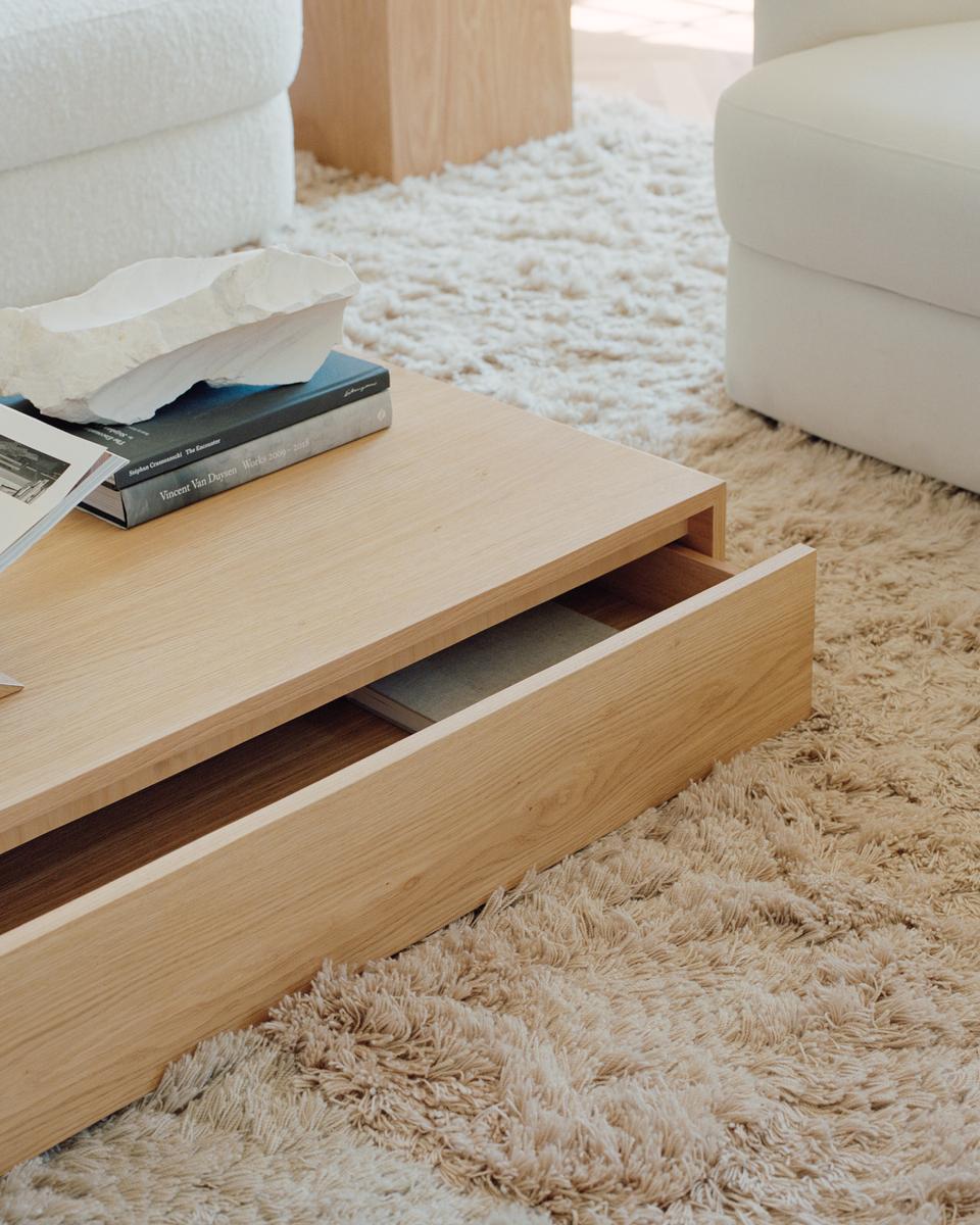 Mass Wide Coffee Table with Drawer