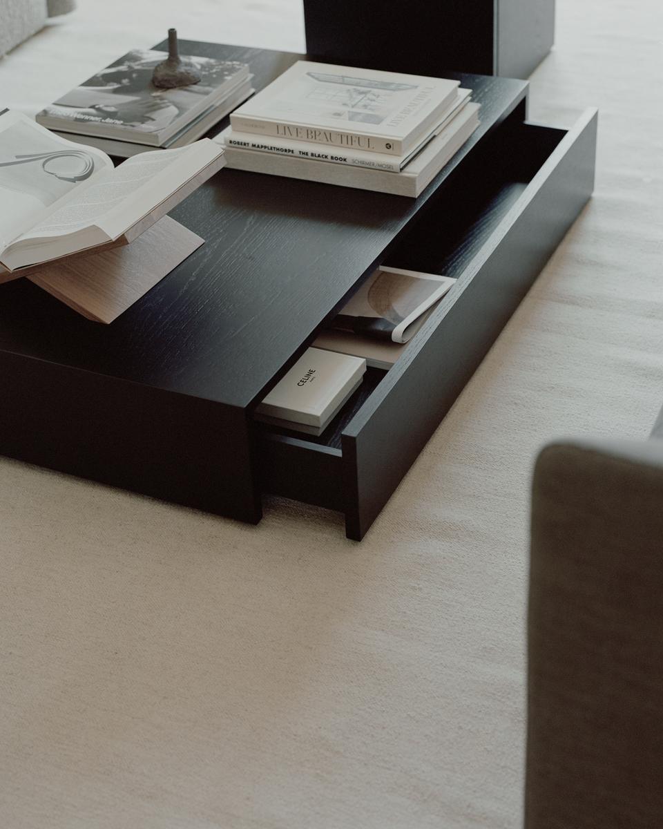 Mass Wide Coffee Table with Drawer