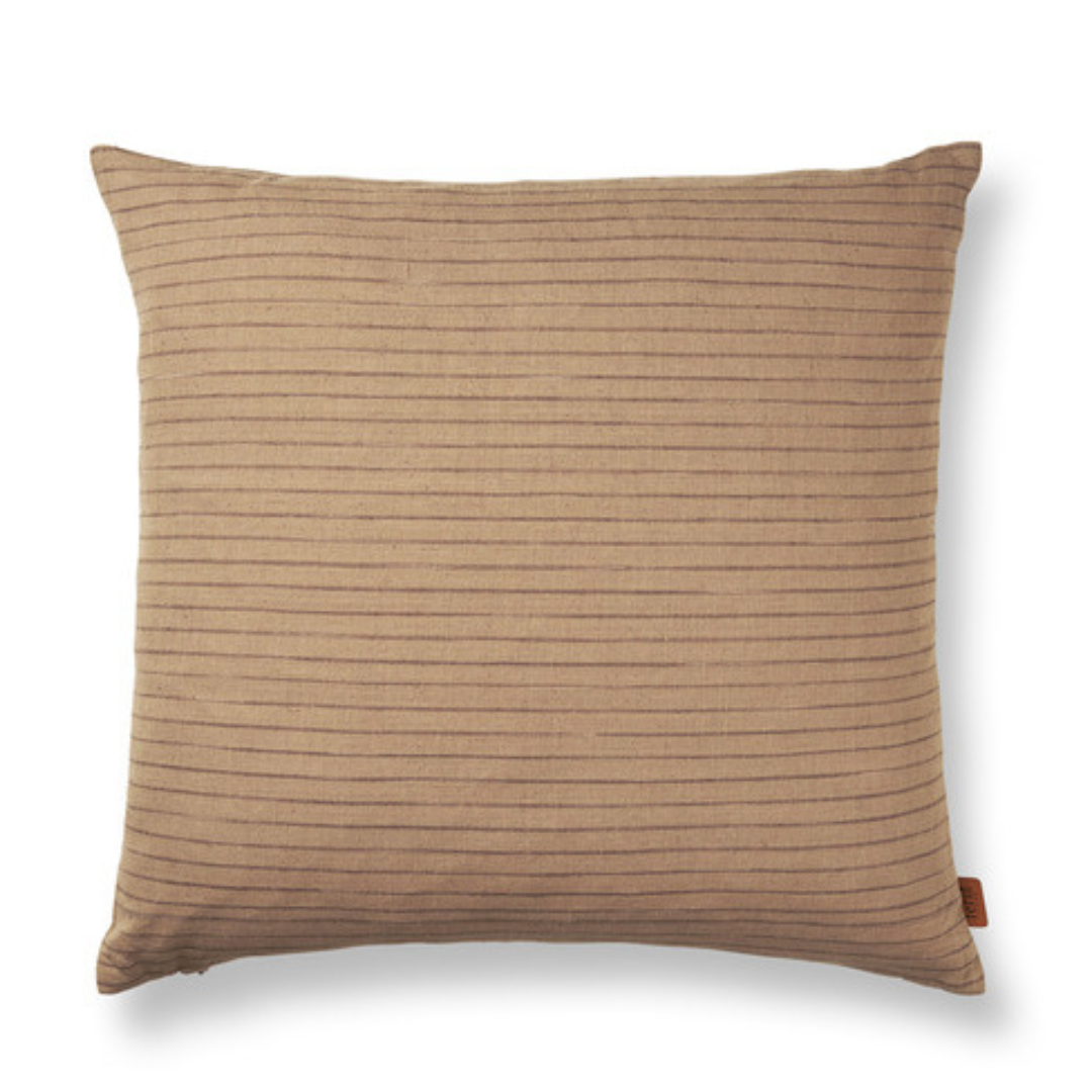 Brown Cotton Cushion - Lines