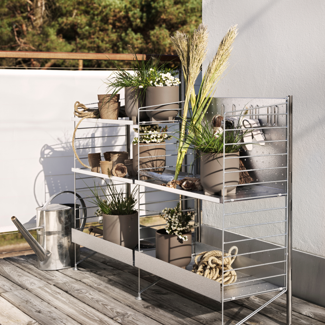 String Freestanding Shelf - Galvanized Back Panel