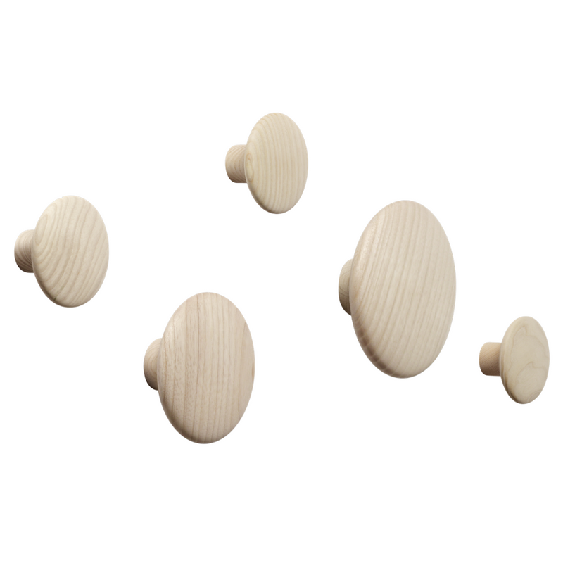 Muuto Dots Wood coat hooks, set of 5, oak