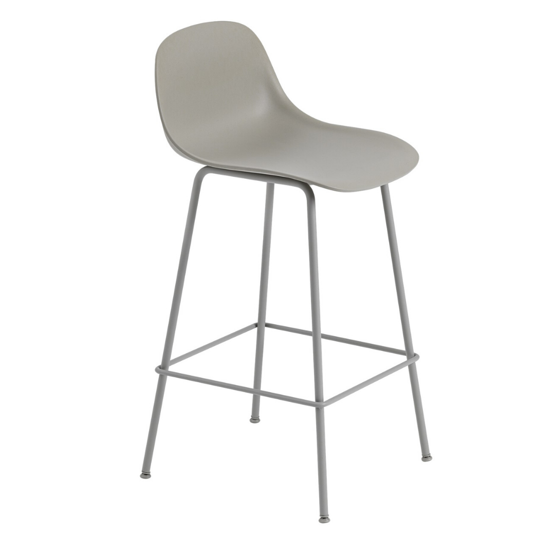 MuutoFiber Bar Stool with Backrest - Tube Base - Batten Home