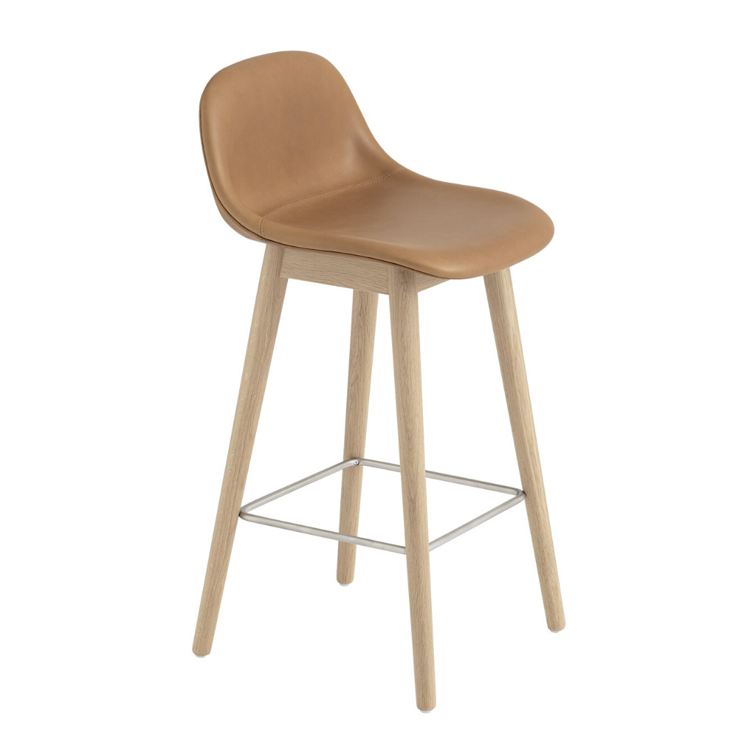 MuutoFiber Counter Stool with Backrest - Wood Base - Batten Home