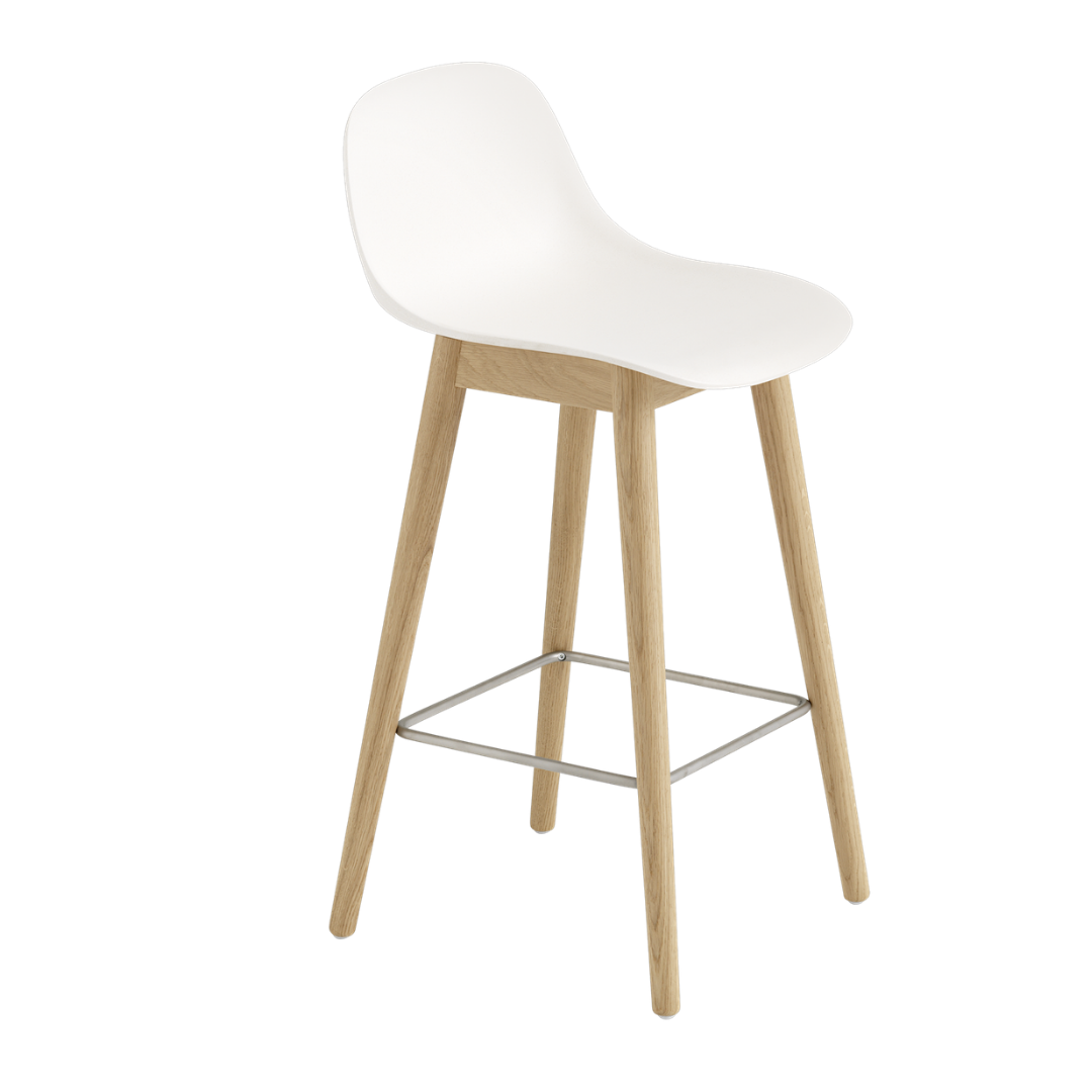 MuutoFiber Counter Stool with Backrest - Wood Base - Batten Home