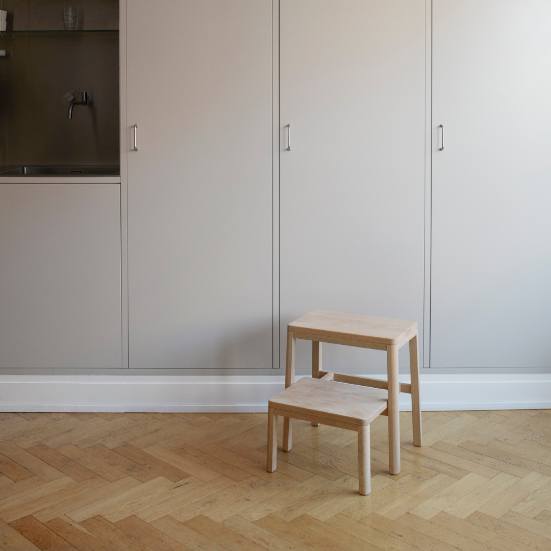 The Skagerak Noboru Step Ladder is an aesthetically pleasing step stool that can be nested together when not in use. Noboru Step Ladder in Oak was designed with a Japanese influence, with smooth edges and a narrow profile which allow it to be stored discretely but also beautiful enough to keep on display. The bottom step can be tucked in as needed, making is easy to use as a stool as well.