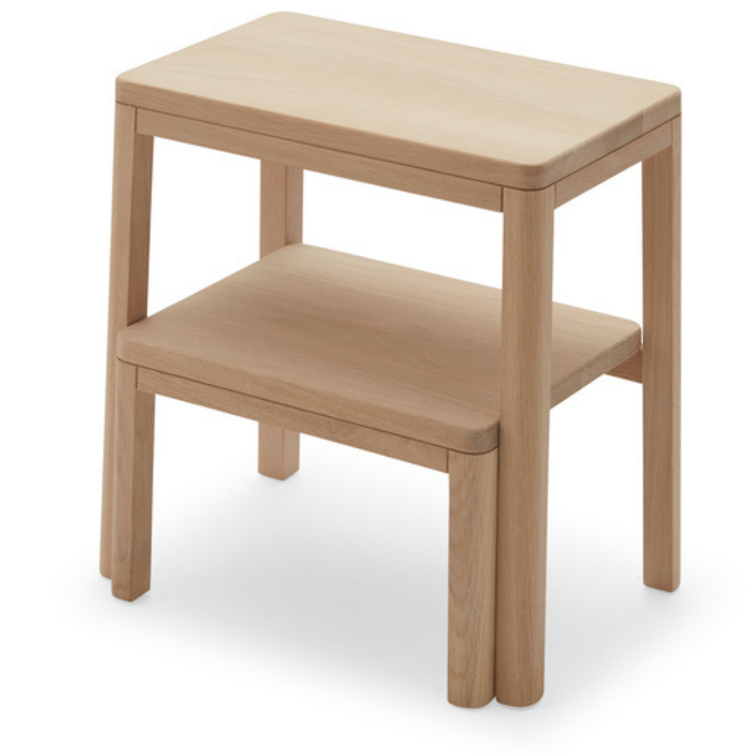 The Skagerak Noboru Step Ladder is an aesthetically pleasing step stool that can be nested together when not in use. Noboru Step Ladder in Oak was designed with a Japanese influence, with smooth edges and a narrow profile which allow it to be stored discretely but also beautiful enough to keep on display. The bottom step can be tucked in as needed, making is easy to use as a stool as well.